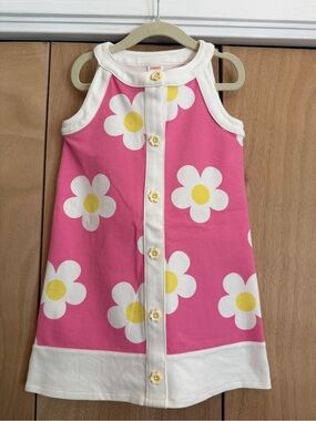 Gymboree Pink Flower Power Button Front Dress Size 4T